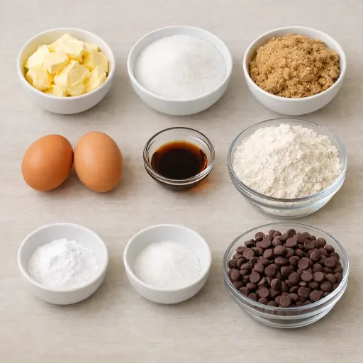 Ingredients for Chocolate Chip Cookie Bars