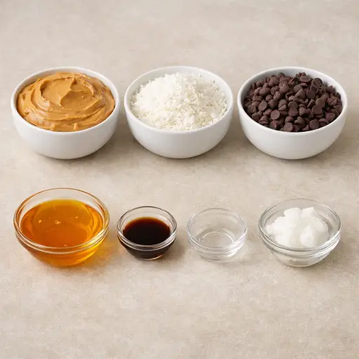 Ingredients for Chocolate Coconut Peanut Butter Balls