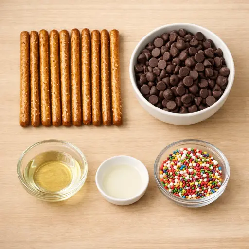 Ingredients for Chocolate-Dipped Pretzel Rods