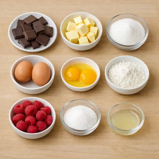 Ingredients for Chocolate Fondant with Raspberry Coulis