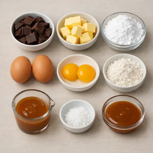 Ingredients for Chocolate Fondant with Salted Caramel