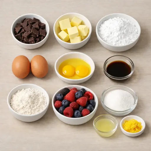 Ingredients for Chocolate Lava Cake with Berry Coulis