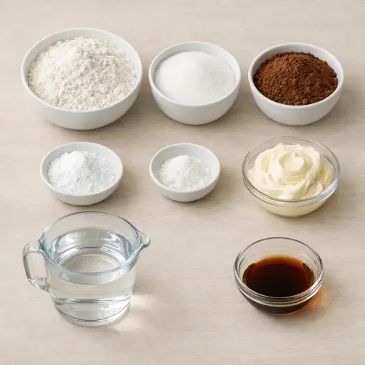 Ingredients for Chocolate Mayonnaise Cake