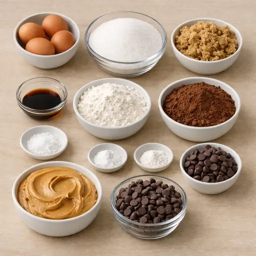 Ingredients for Chocolate Swirl Peanut Butter Brownies