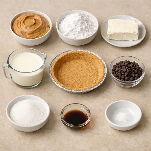 Ingredients for Chocolate Swirled Peanut Butter Pie