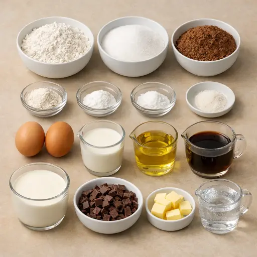 Ingredients for Chocolate Truffle Cake