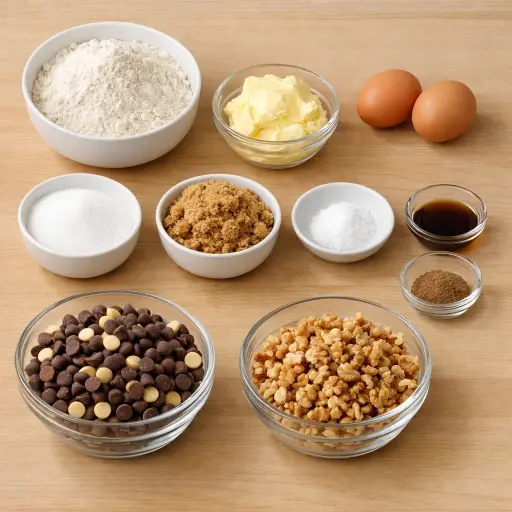Ingredients for Chunky Nutmeg Chocolate Chip Cookies