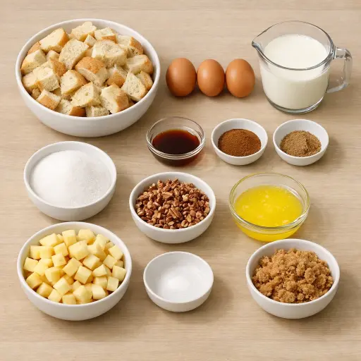 Ingredients for Cinnamon Apple Baked French Toast Casserole