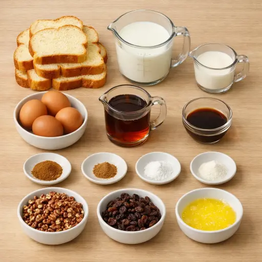 Ingredients for Cinnamon Maple Bread Pudding