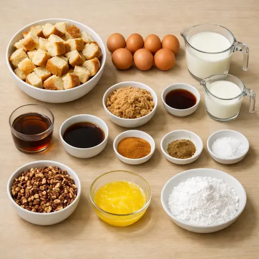 Ingredients for Cinnamon Maple French Toast Casserole