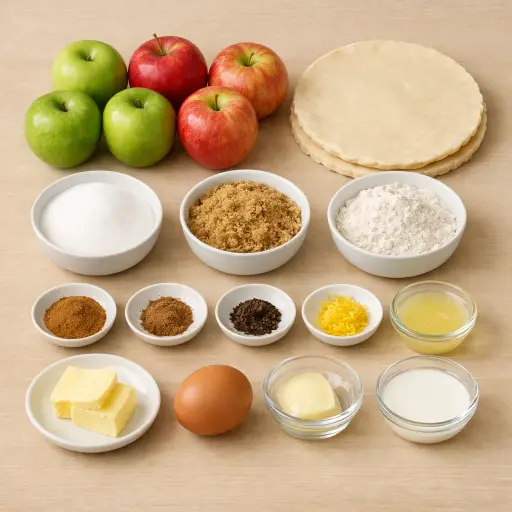 Ingredients for Cinnamon Nutmeg Apple Pie Delight