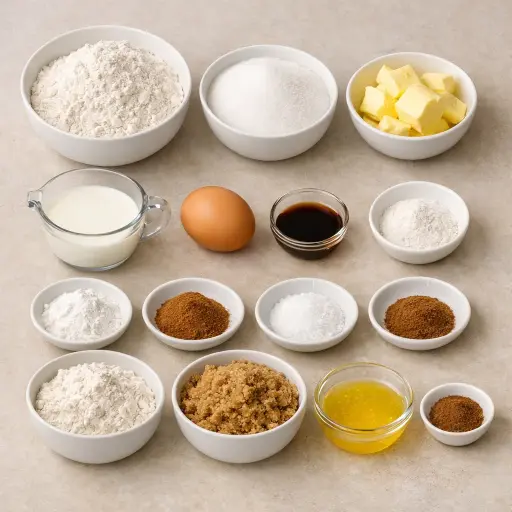 Ingredients for Cinnamon Nutmeg Crumb Coffee Cake
