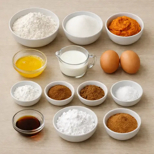 Ingredients for Cinnamon Pumpkin Spice Doughnuts