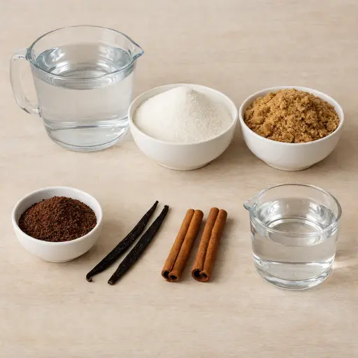 Ingredients for Cinnamon Spice Homemade Kahlua