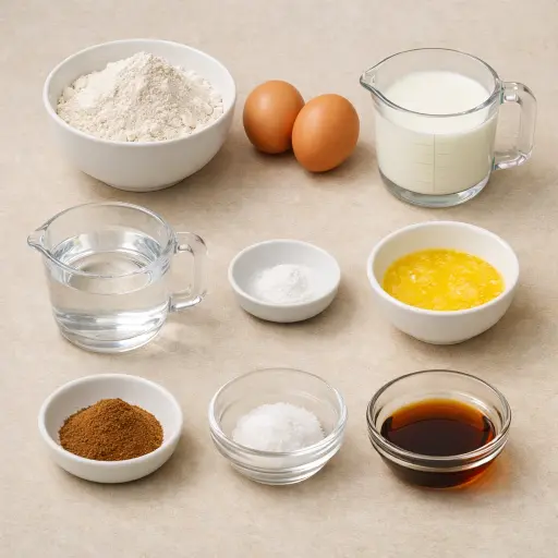 Ingredients for Cinnamon Vanilla Crepes