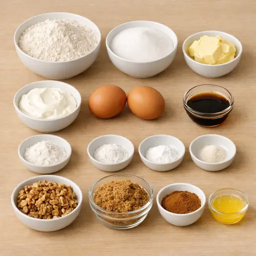 Ingredients for Cinnamon Walnut Swirl Coffee Cake