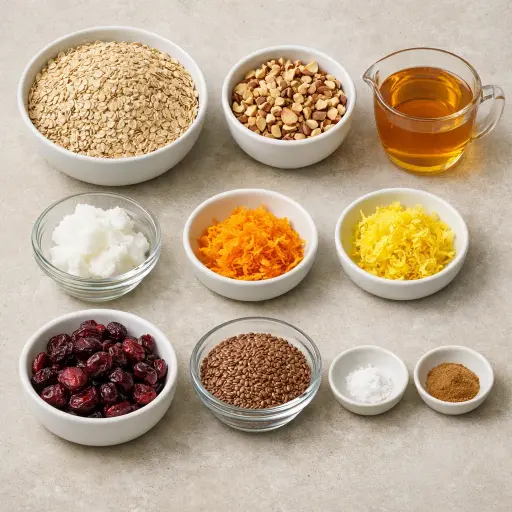 Ingredients for Citrus & Honey Almond Granola