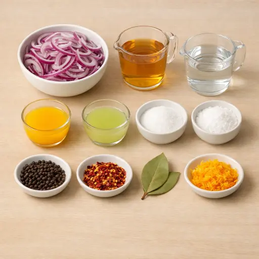 Ingredients for Citrus & Spice Pickled Red Onions