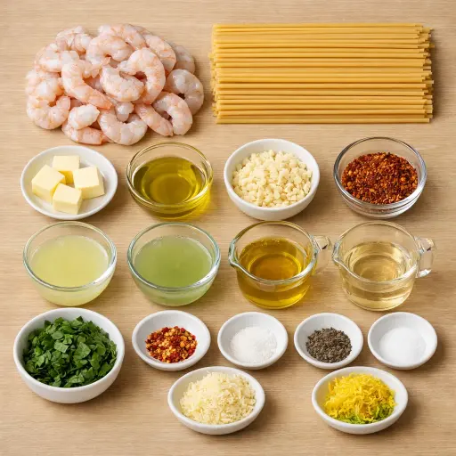 Ingredients for Citrus Basil Shrimp Scampi