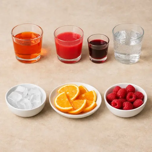 Ingredients for Citrus Berry Aperol Twist
