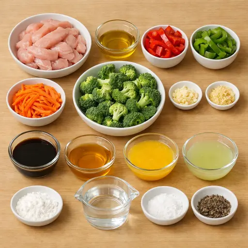 Ingredients for Citrus Ginger Chicken Stir Fry