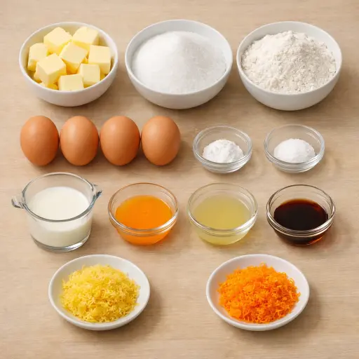 Ingredients for Citrus Glazed Butter Pound Cake