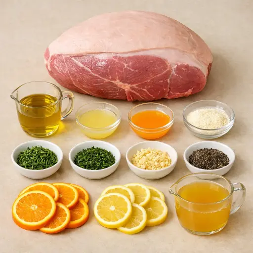 Ingredients for Citrus Herb Roasted Fresh Ham