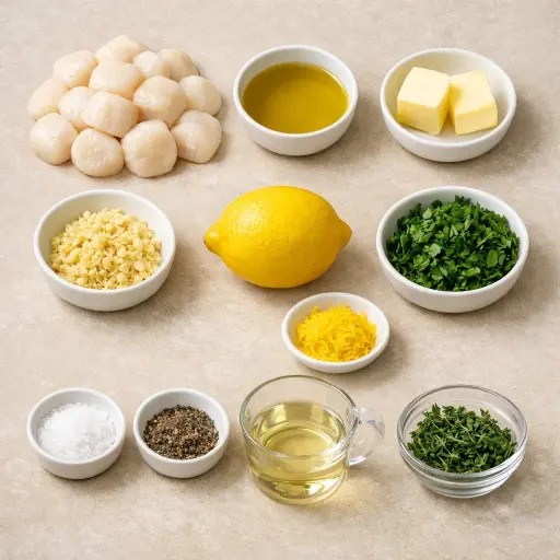 Ingredients for Citrus Herb Seared Scallops
