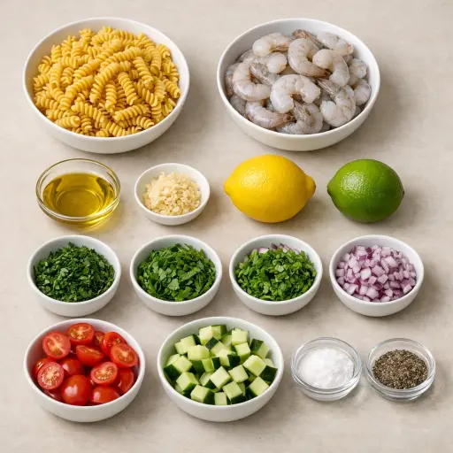 Ingredients for Citrus Herb Shrimp Pasta Salad