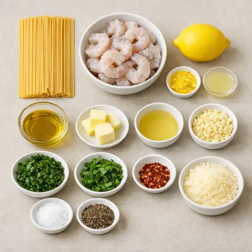 Ingredients for Citrus Herb Shrimp Scampi with Linguine