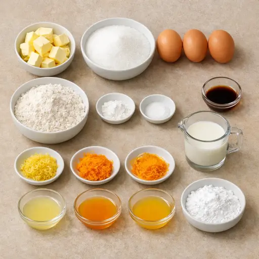 Ingredients for Citrus-Infused Pound Cake