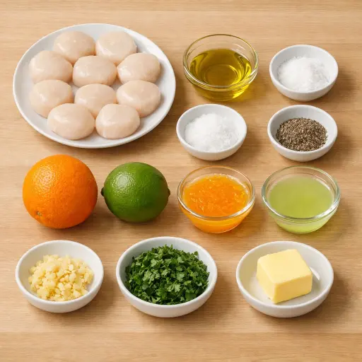 Ingredients for Citrus-Infused Seared Scallops
