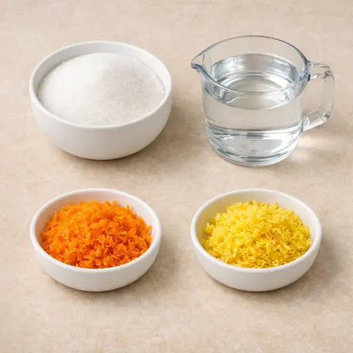 Ingredients for Citrus-Infused Simple Syrup