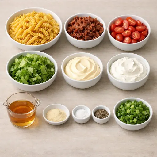 Ingredients for Classic BLT Pasta Salad