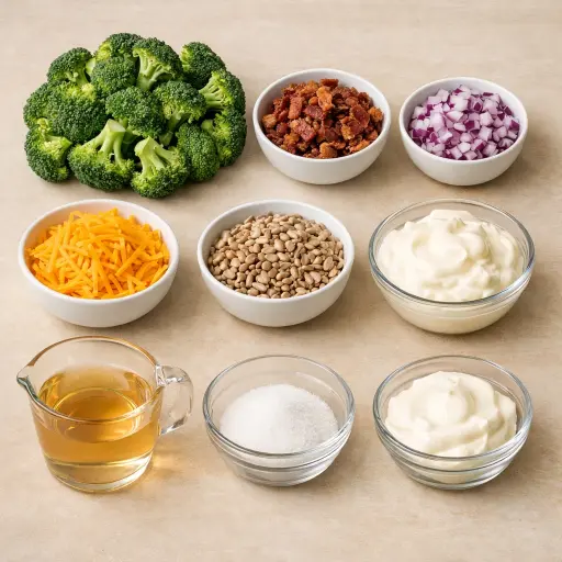 Ingredients for Classic Broccoli Bacon Salad