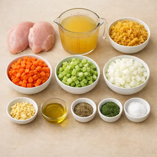 Ingredients for Classic Chicken Noodle Soup
