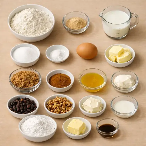 Ingredients for Classic Cinnamon Rolls