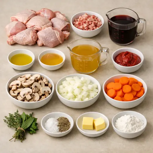 Ingredients for Classic Coq au Vin