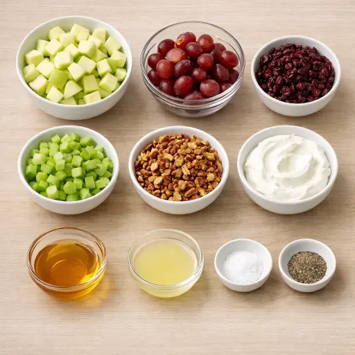 Ingredients for Classic Cranberry Pecan Waldorf Salad