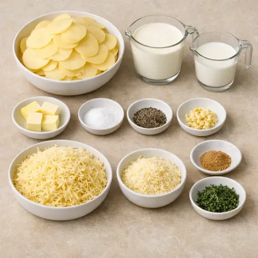 Ingredients for Classic Creamy Au Gratin Potatoes