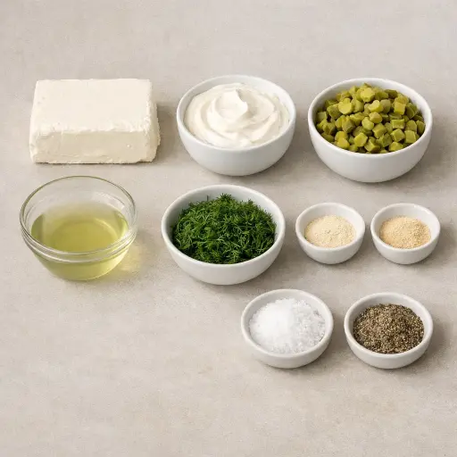 Ingredients for Classic Dill Pickle Dip