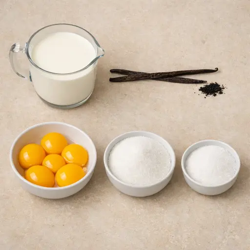 Ingredients for Classic French Custard Dessert