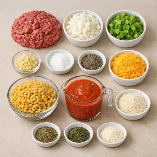 Ingredients for Classic Hamburger Casserole