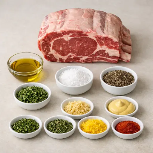 Ingredients for Classic Herb Crusted Standing Rib Roast