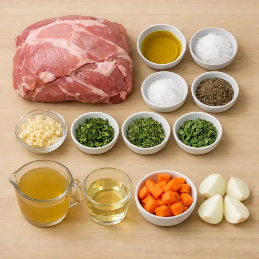 Ingredients for Classic Herb-Infused Slow Roasted Pork Shoulder