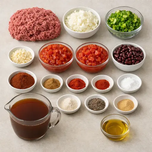Ingredients for Classic Homestyle Chili