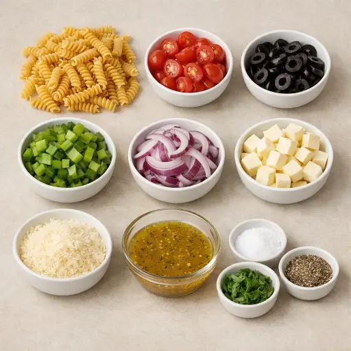 Ingredients for Classic Italian Pasta Salad