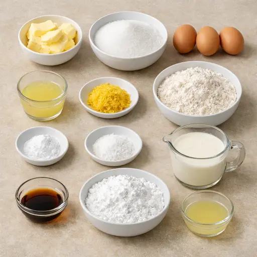 Ingredients for Classic Lemon Cake