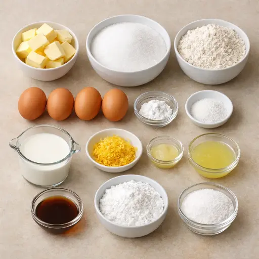 Ingredients for Classic Lemon Pound Cake