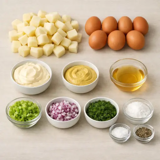 Ingredients for Classic Potato and Egg Salad